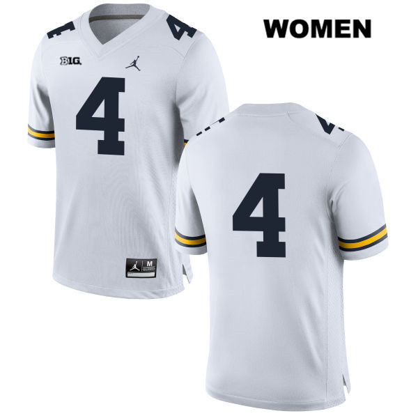 Women's NCAA Michigan Wolverines Nico Collins #4 No Name White Jordan Brand Authentic Stitched Football College Jersey KI25M11BY